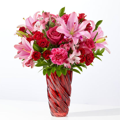 Berry in Love Bouquet with Luxe Swirl Vase