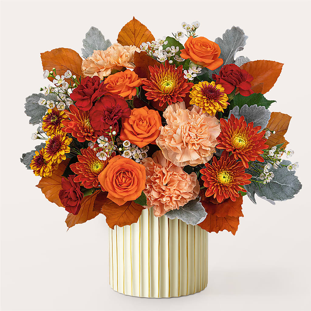 Merlot Bouquet with Ivory Vase –  Shoshana Flower Llc, Jackson NJ